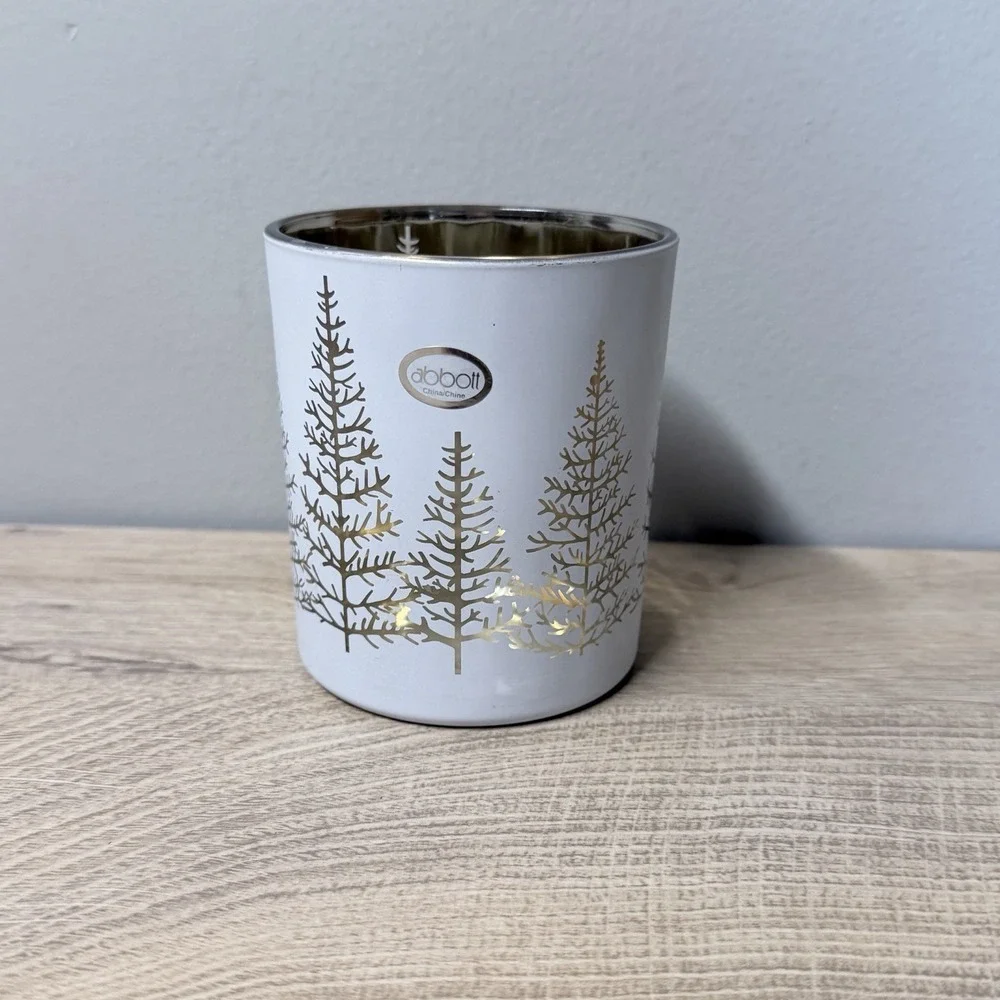 Abbott Winter Forest Candle Holder Set White Gold‎ Holiday Decor Centerpiece